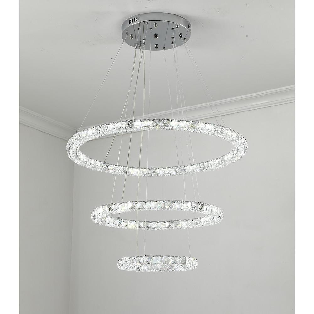 Crystal Tiered Ring Chandelier LED Pendant Light Vintage Design