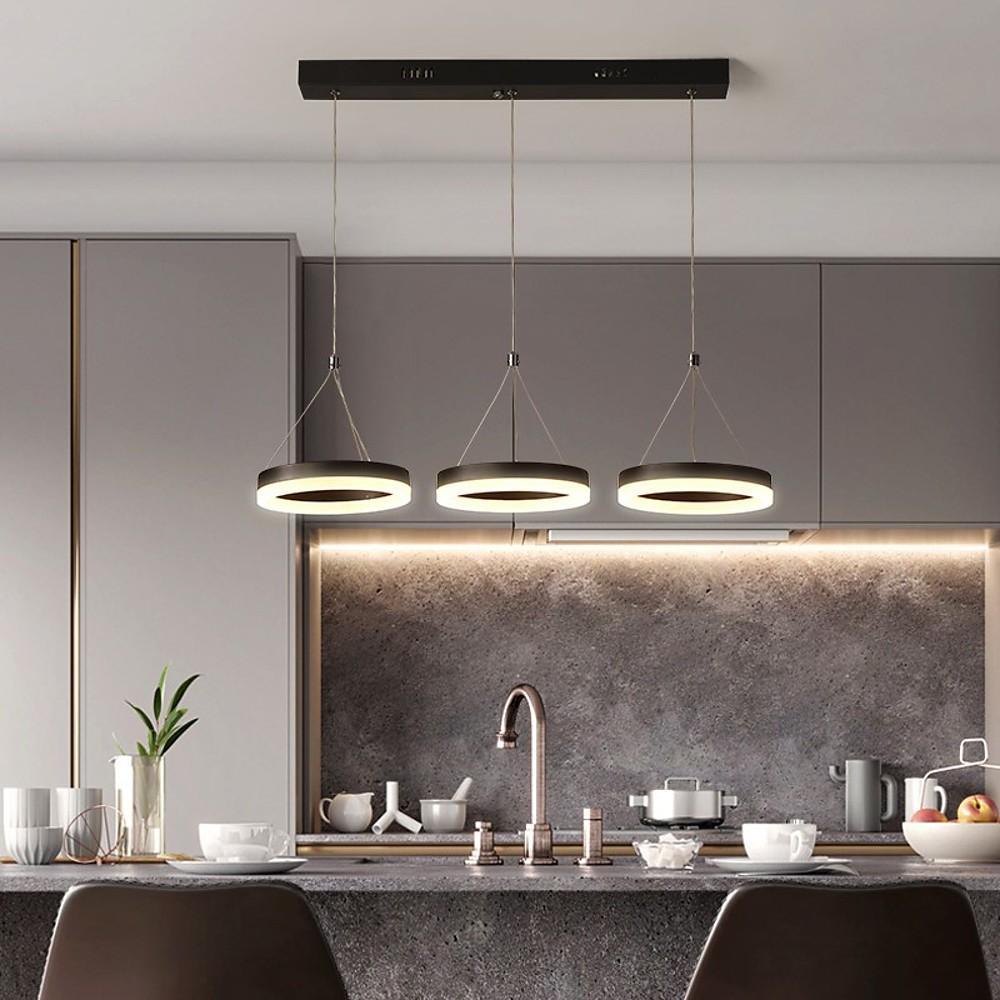 Modern 3-Ring Dimmable LED Chandelier with Adjustable Chains