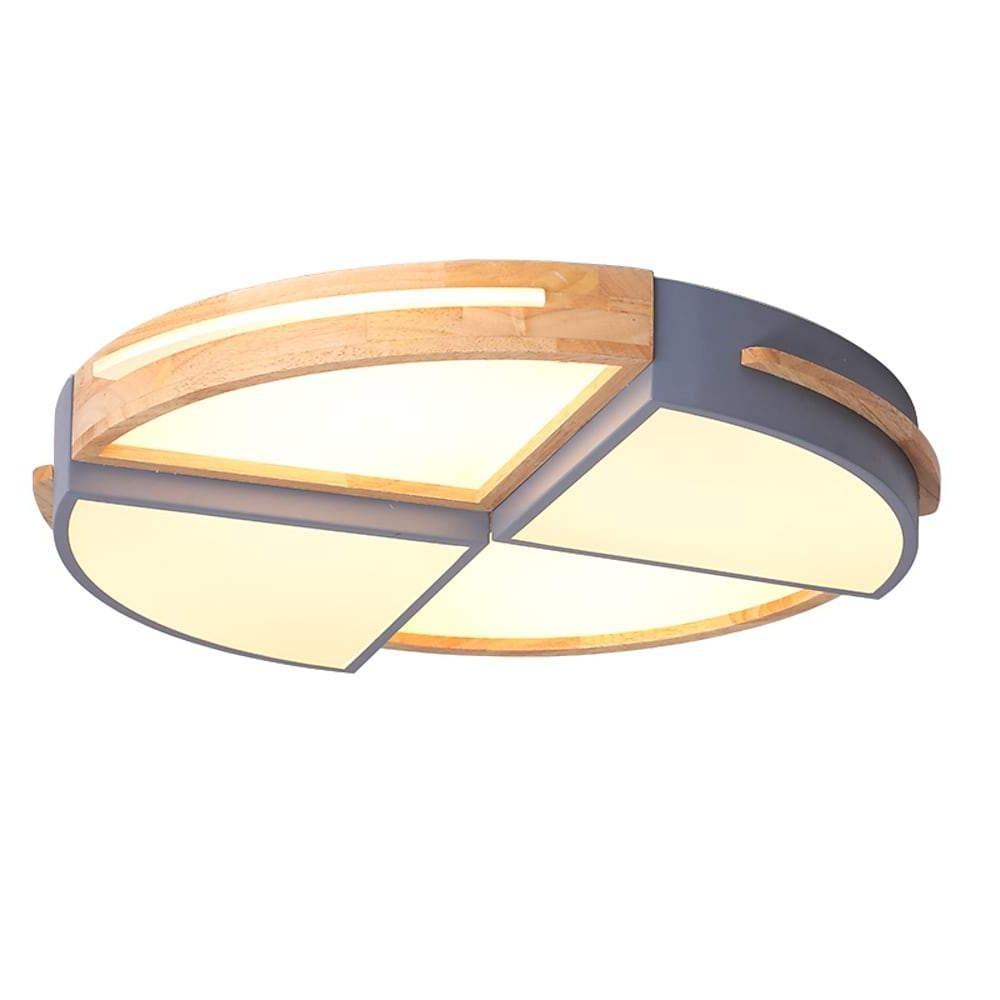 Modern Geometric Wood Flush Mount Ceiling Light with Dimmable LED