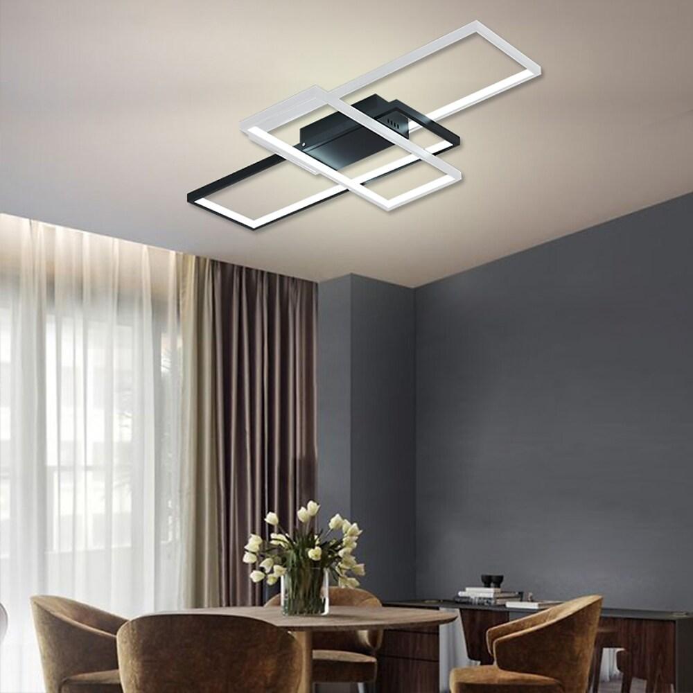 Tiered Rectangular Flush Mount LED Ceiling Light – Modern Metal