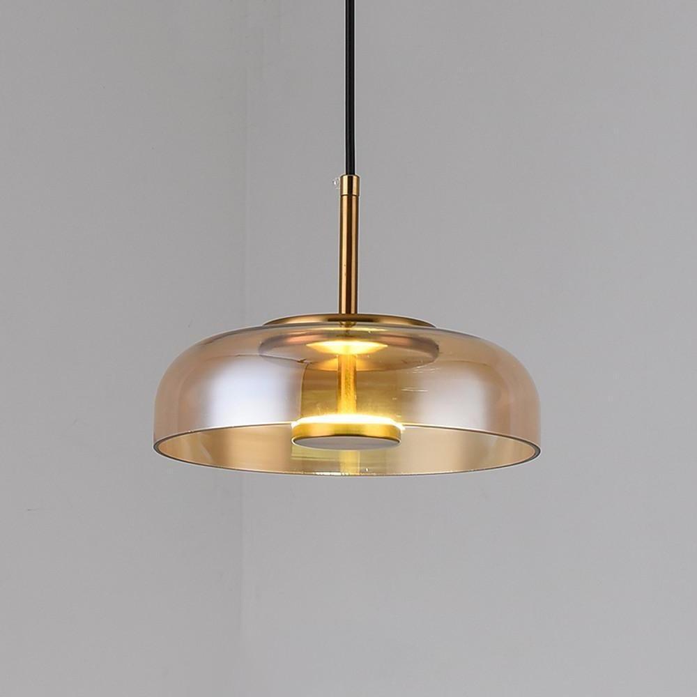 Modern Glass Pendant Light with Electroplated Metal Finish
