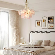 Tiered Glass Flower Chandelier - Modern Gold Iron Pendant Light