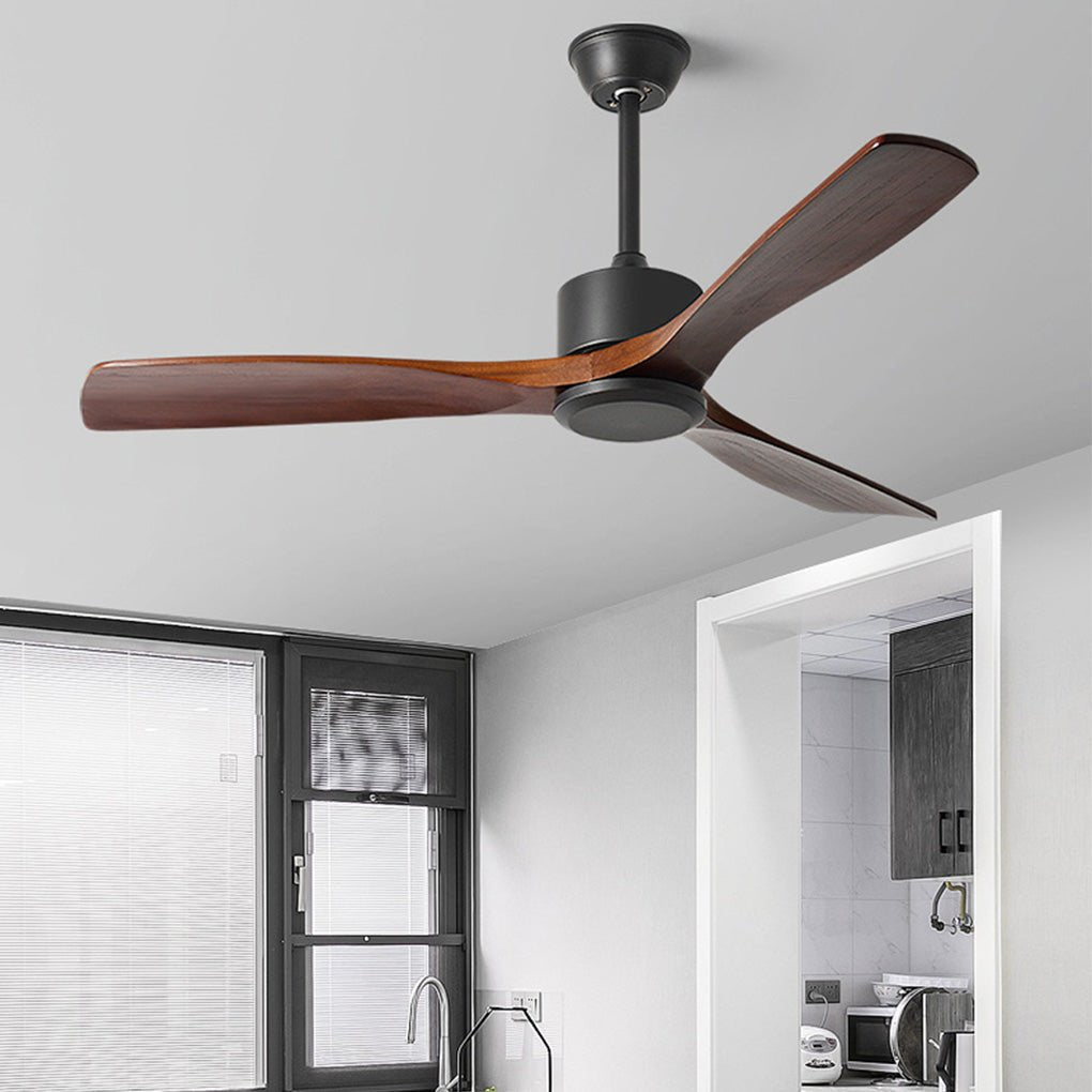 Modern Wooden Ceiling Fan with Remote Control & Adjustable Speed