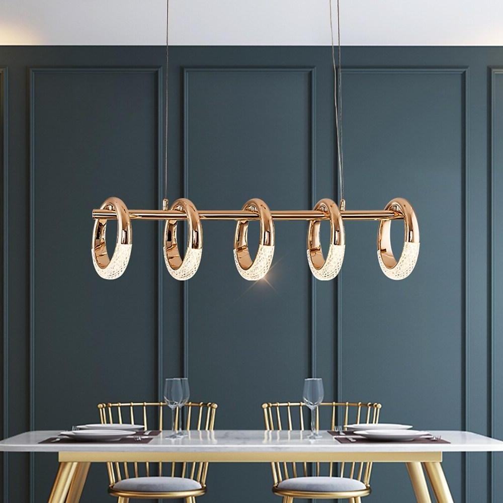 Modern Ring Pendant Light LED Gold Metal Dining Kitchen Ceiling