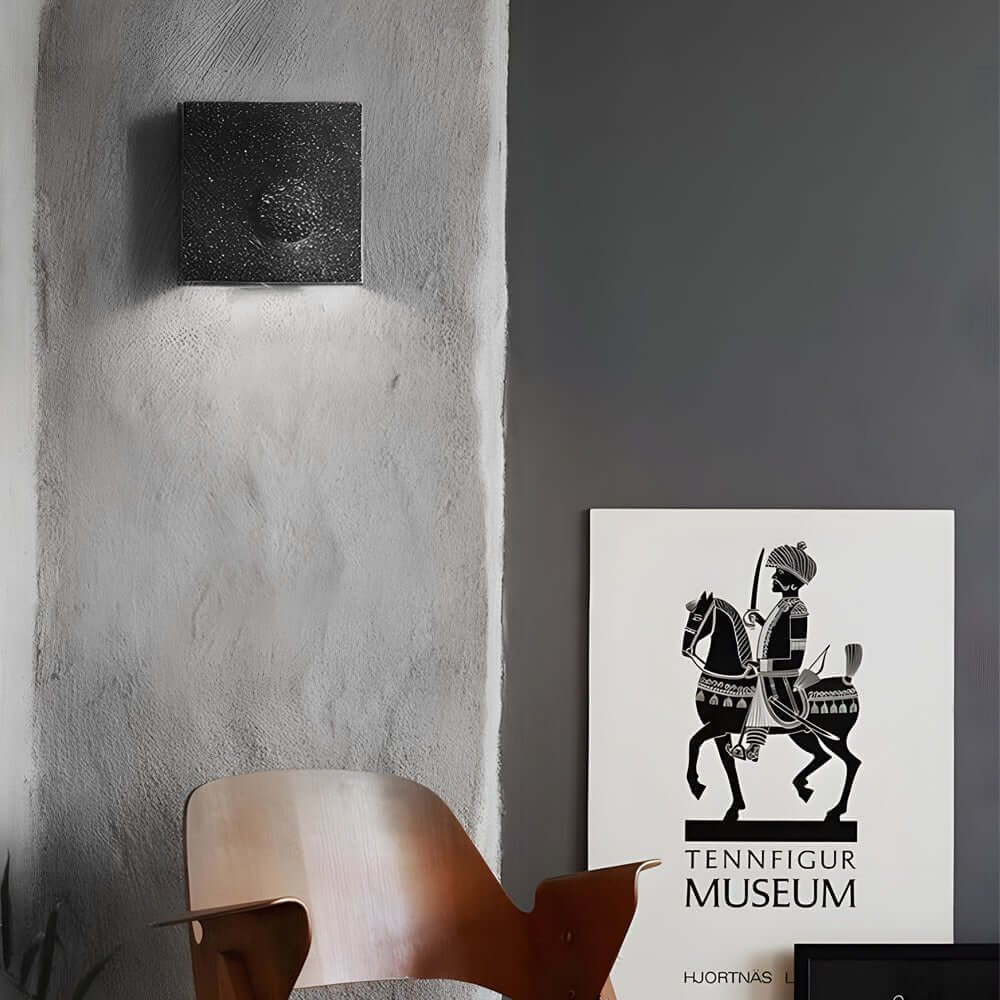 Frosted Cement Eclipse LED Wall Light - Modern Square Design