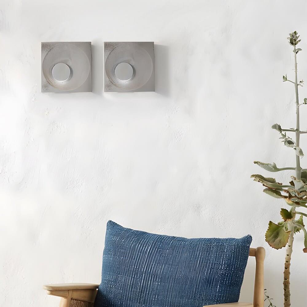 Frosted Cement Eclipse LED Wall Light - Modern Square Design