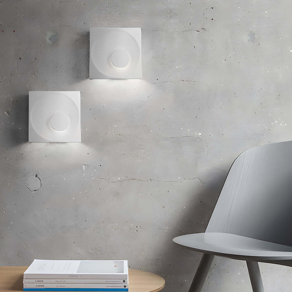 Frosted Cement Eclipse LED Wall Light - Modern Square Design
