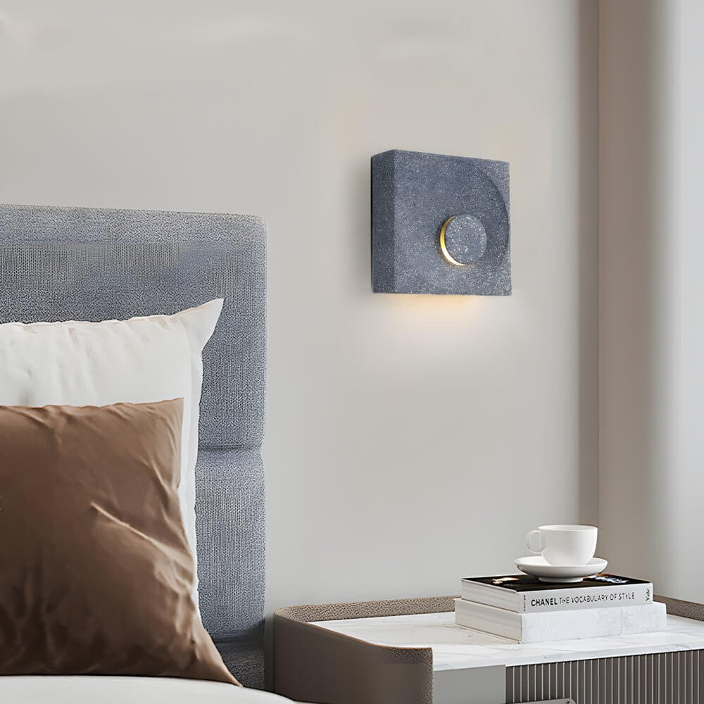 Frosted Cement Eclipse LED Wall Light - Modern Square Design