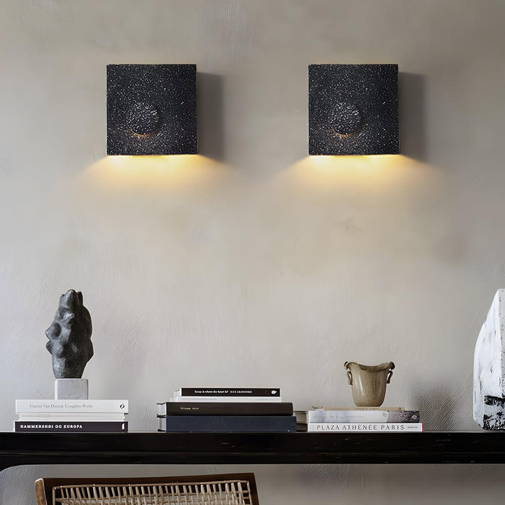 Frosted Cement Eclipse LED Wall Light - Modern Square Design