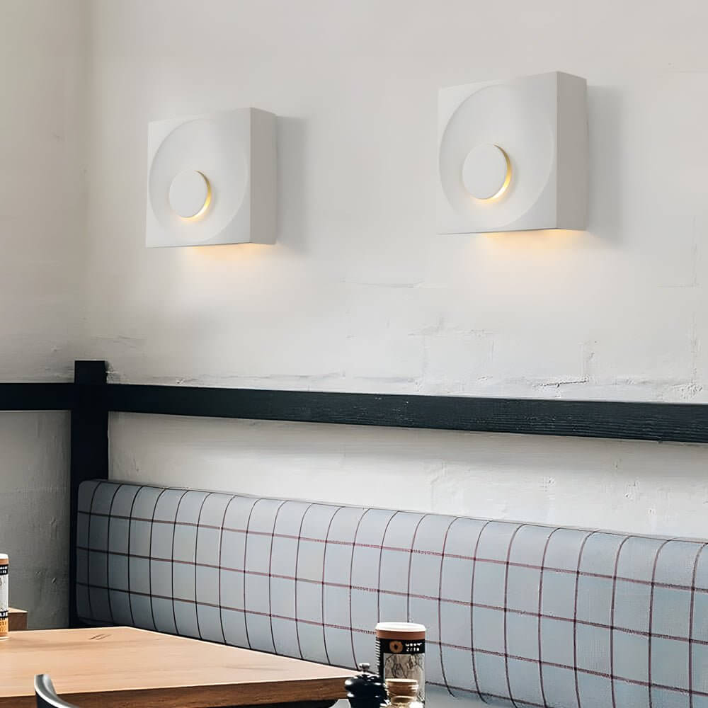 Frosted Cement Eclipse LED Wall Light - Modern Square Design