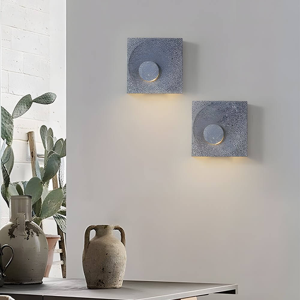 Frosted Cement Eclipse LED Wall Light - Modern Square Design