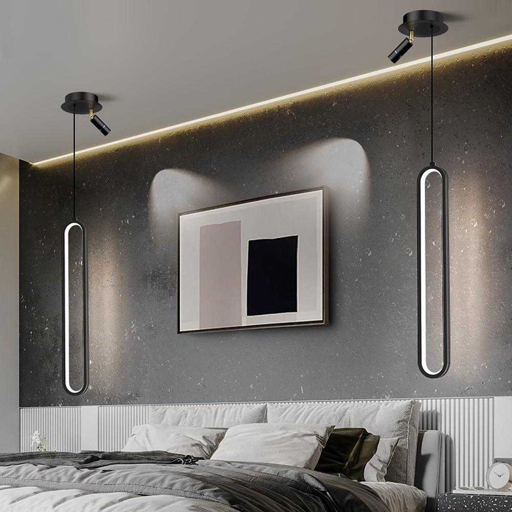 Modern Elongated Pendant Light with Metal Frame & Acrylic Shade
