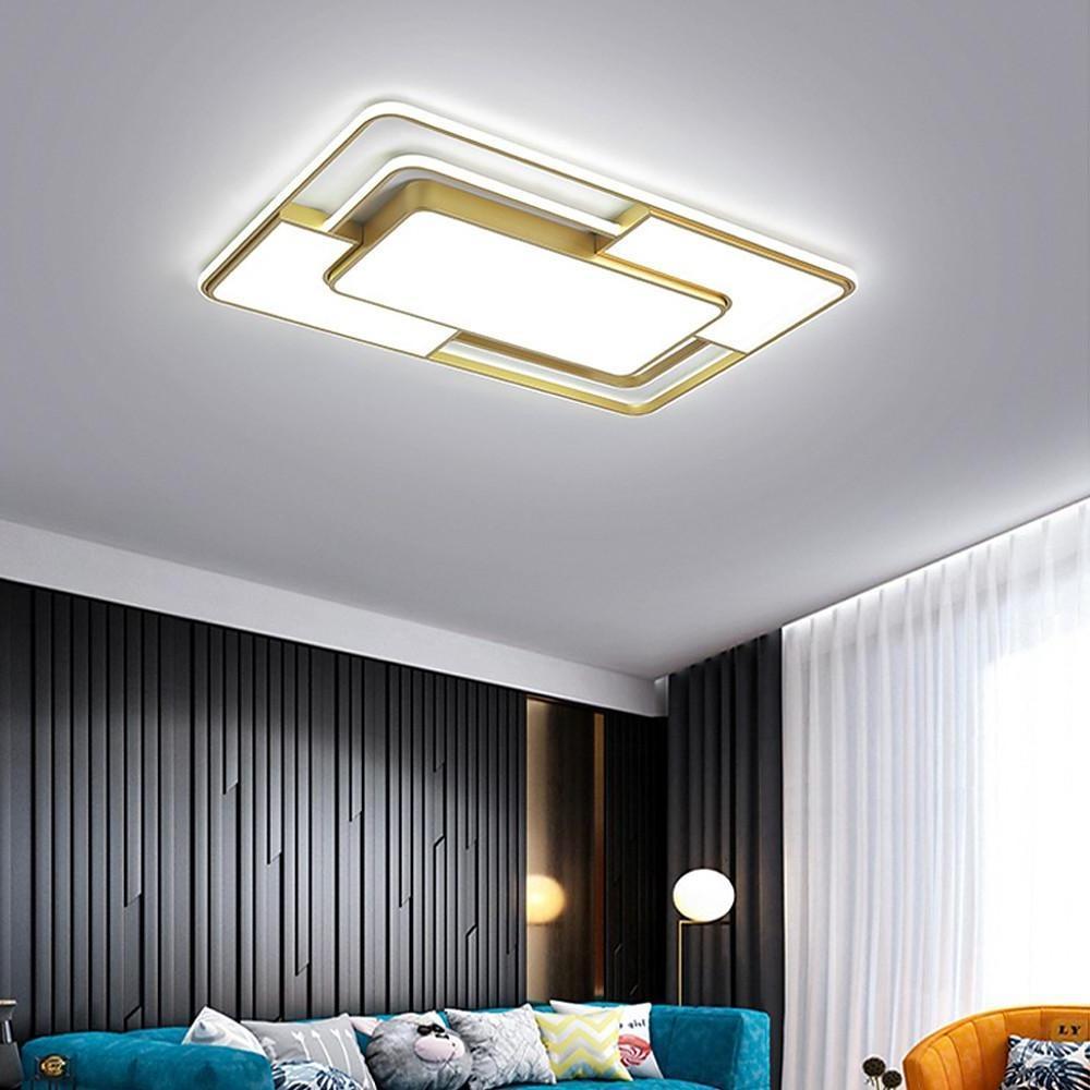 Modern Geometric LED Flush Mount Ceiling Light - Metal & Acrylic