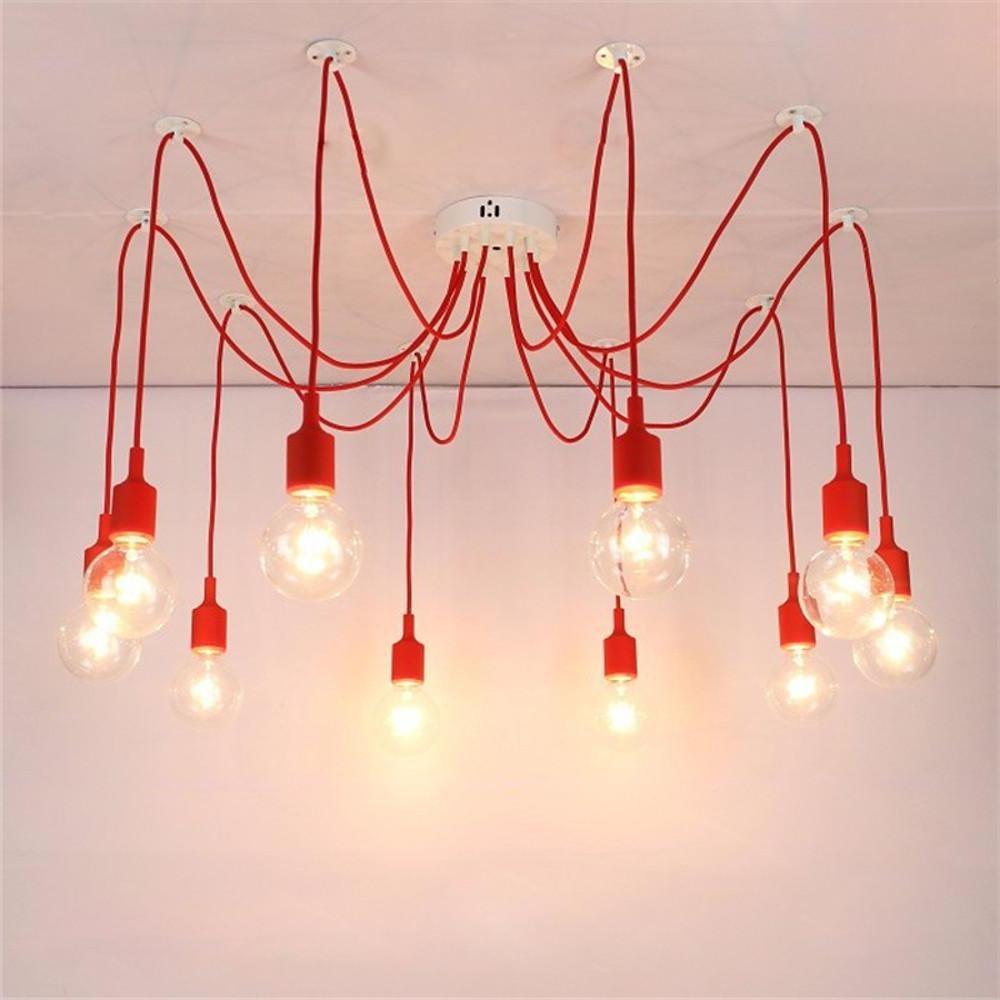 10-Light Adjustable Spider Pendant Light Industrial Metal Chandelier