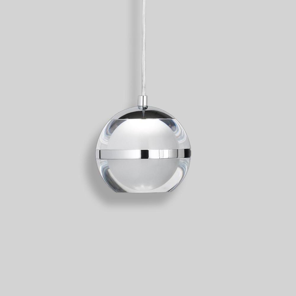 Modern Spherical Acrylic Pendant Light with LED Chrome Finish