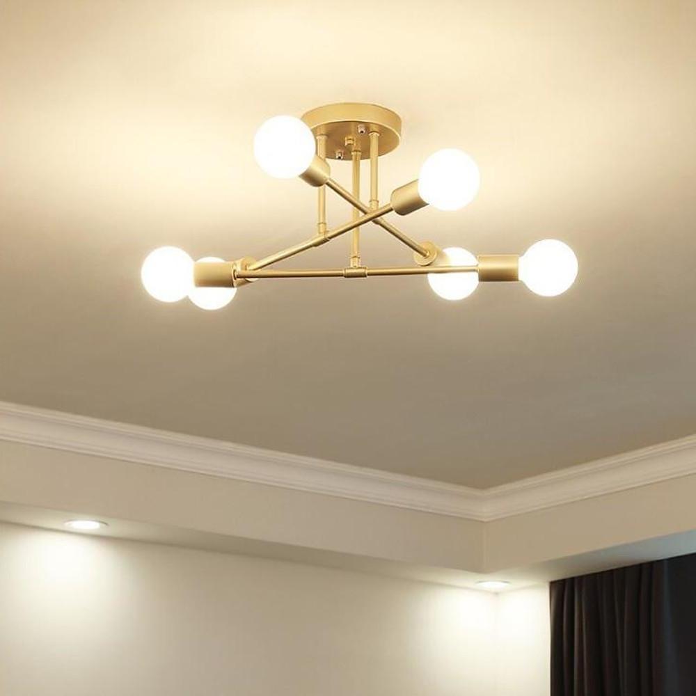 Geometric Sputnik Semi Flush Mount Ceiling Light with 6 LED Bulbs