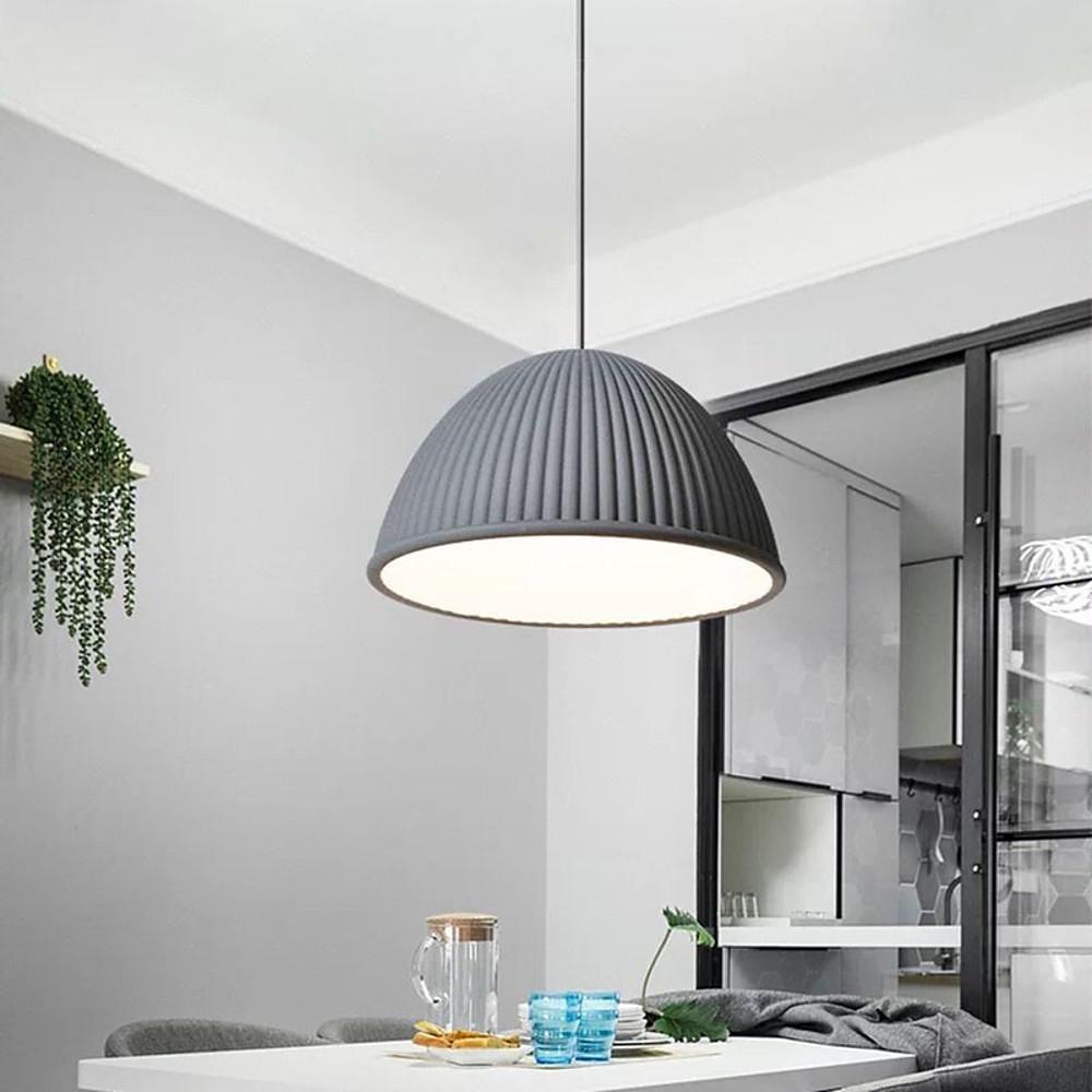 Industrial Pendant Light with Cement Shade & Metal Accent