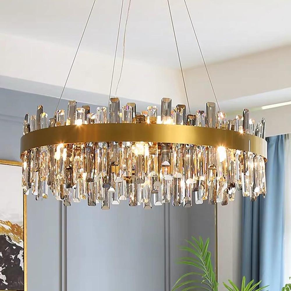 Modern Crystal Chandelier with Brass Finish - 8 to 16 Light