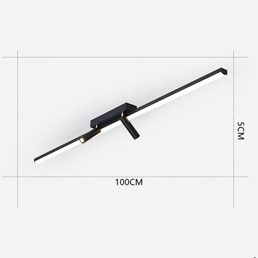 Black Linear Semi-Flush Mount Light with Adjustable Spotlights