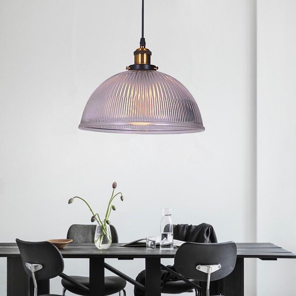 Vintage Glass Bowl Pendant Light with Electroplated Metal Finish