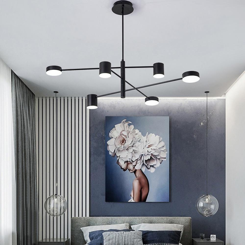 Modern Sputnik Chandelier Black Metal 6-Light LED Foyer Lighting