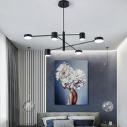 Modern Sputnik Chandelier Black Metal 6-Light LED Foyer Lighting
