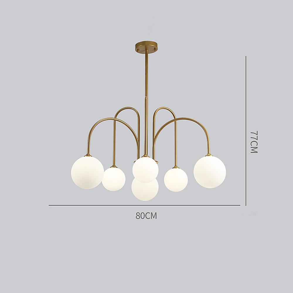 Modern Sputnik Pendant Light White Glass Globe Chandelier Gold Black