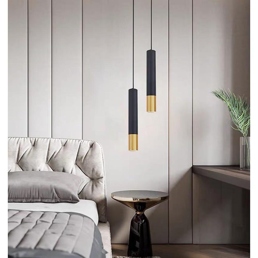 Black Gold Cylinder Pendant Light Modern LED Hanging Lamp