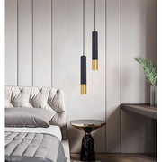 Black Gold Cylinder Pendant Light Modern LED Hanging Lamp