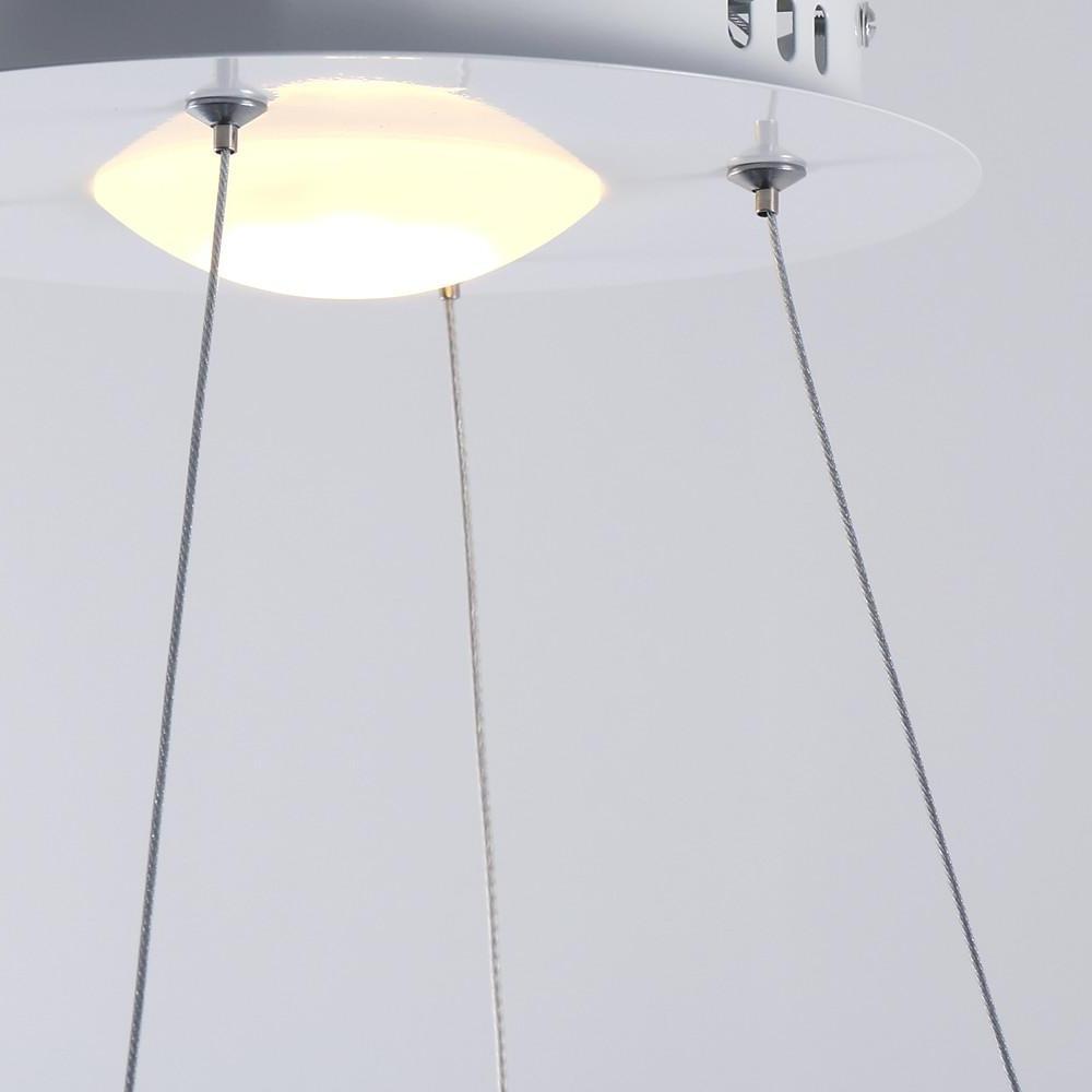 Modern LED Circular Pendant Light with Remote Control - Brushed Nickel