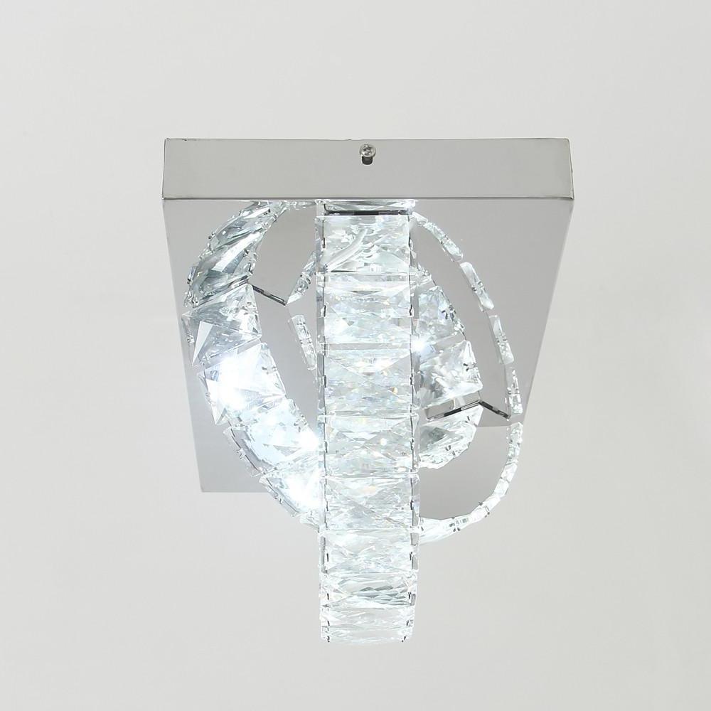 Crystal Semicircular Flush Mount Ceiling Light Modern LED 14"