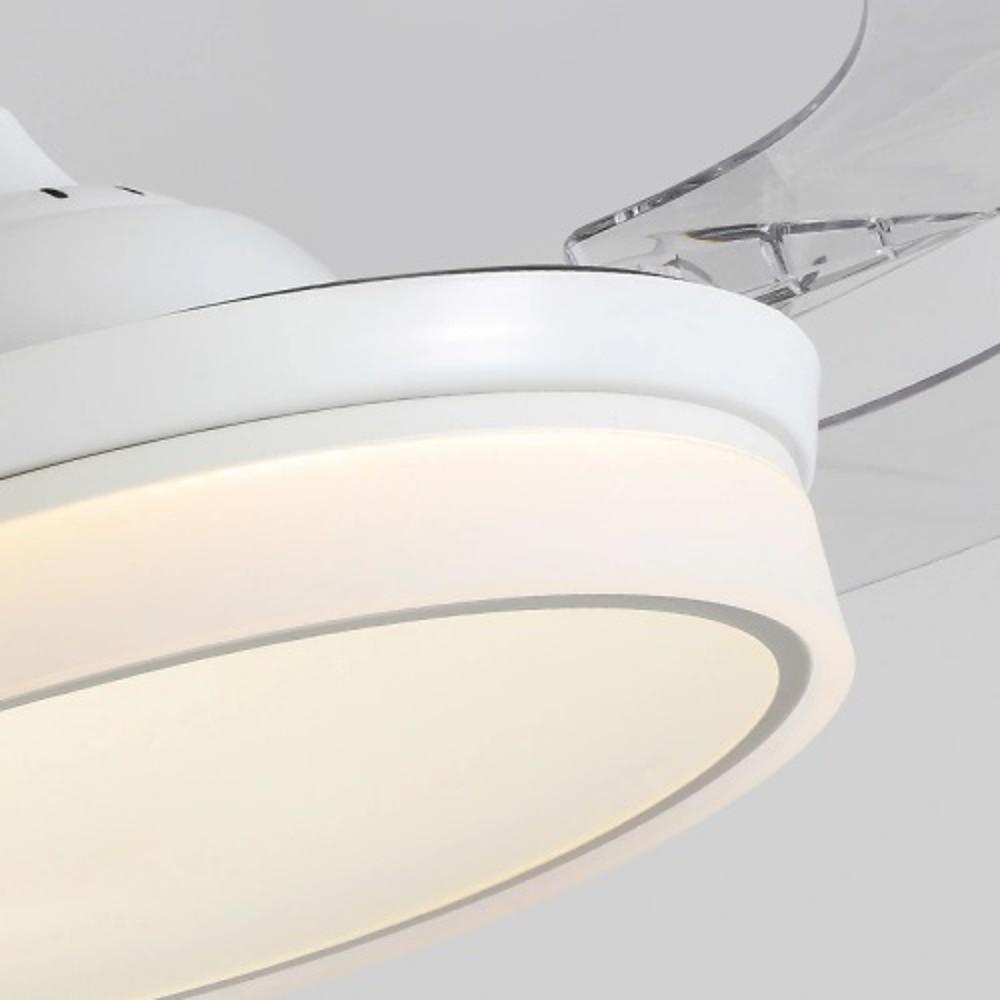 Retractable Blade LED Ceiling Fan Light - White Industrial Modern