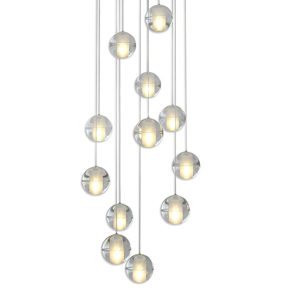 Modern Crystal Chandelier 14 LED Adjustable Height Pendant Light