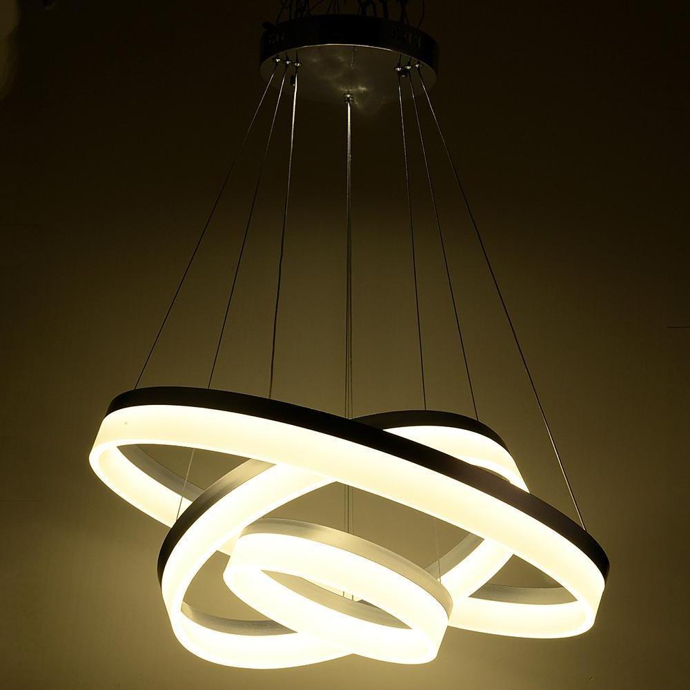 Adjustable 3-Ring Dimmable LED Chandelier Modern Pendant Light