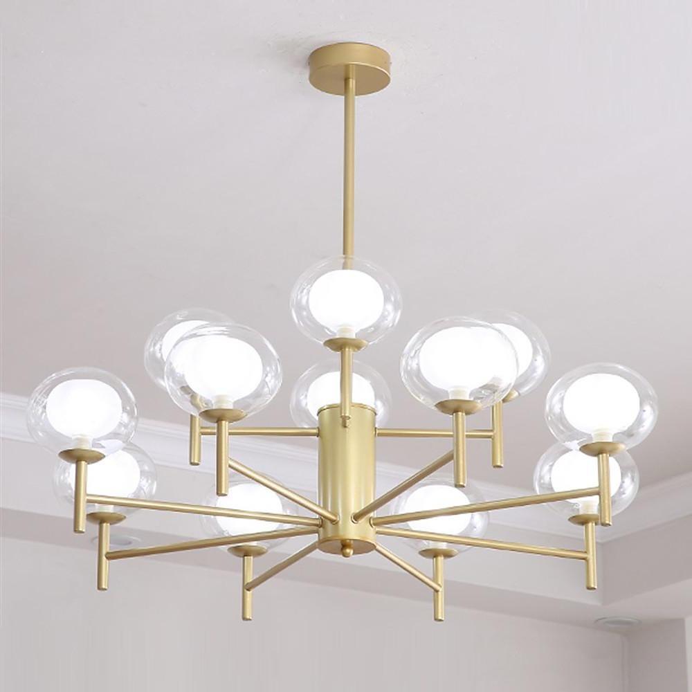 Modern Sputnik Chandelier 12-Light Metal & Glass Pendant