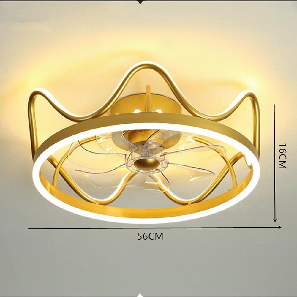 Modern Crown Ceiling Fan Light with Inbuilt LED - 3-Color Temperature