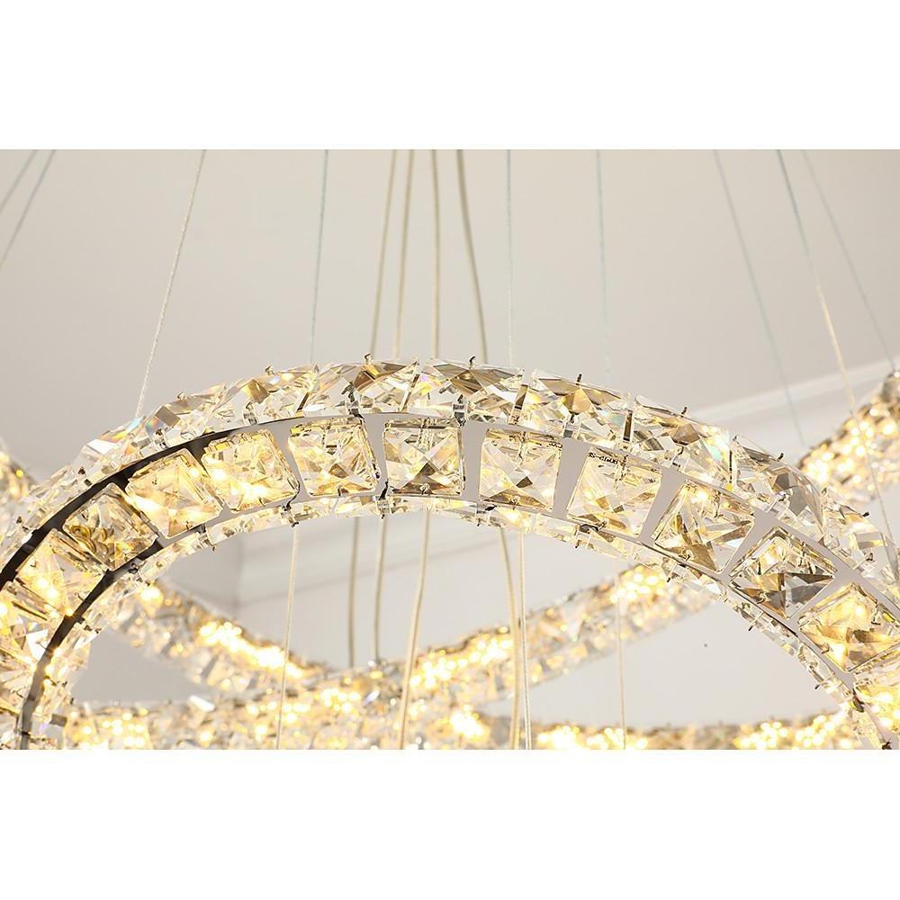 Crystal Tiered Ring Chandelier LED Pendant Light Vintage Design