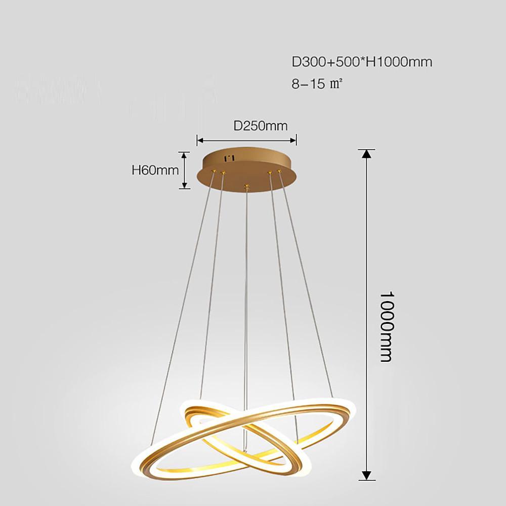 Nordic 2-Light LED Circle Chandelier – Aluminum & Acrylic