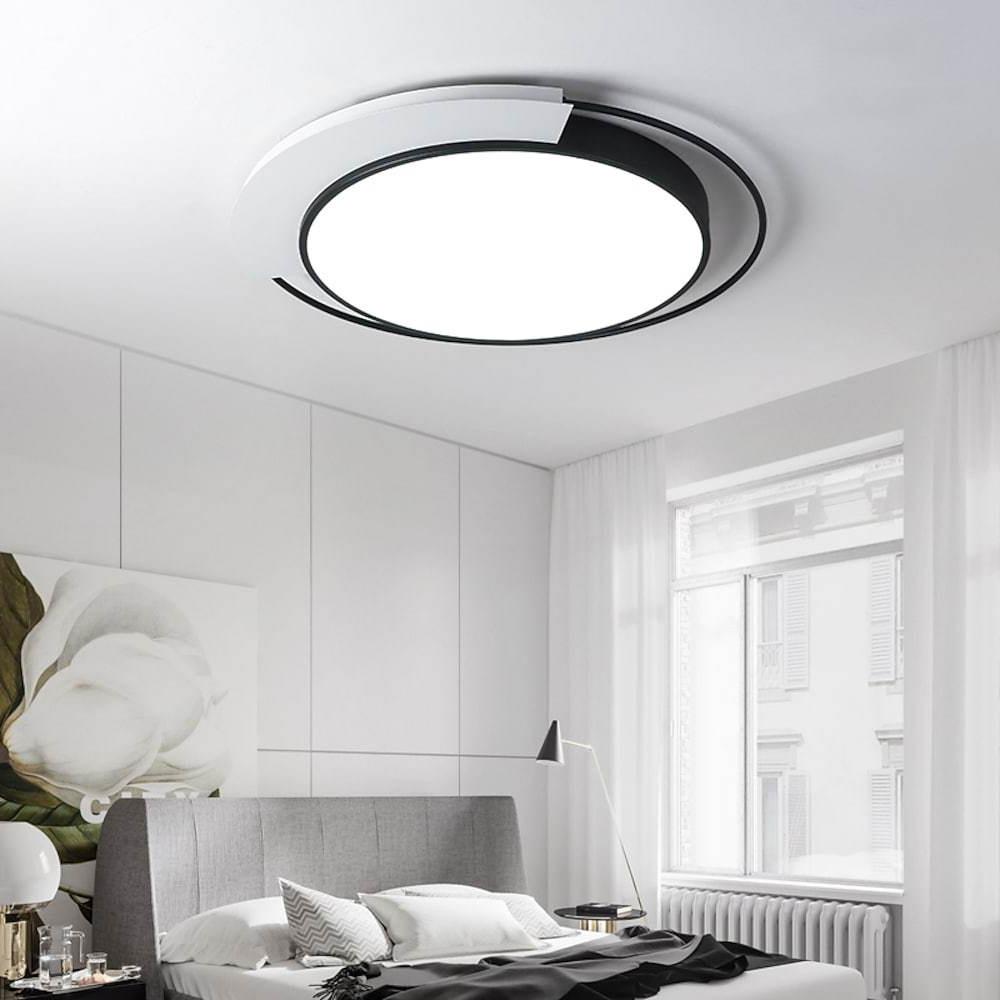 Modern Circular LED Flush Mount Ceiling Light – Aluminum Finish