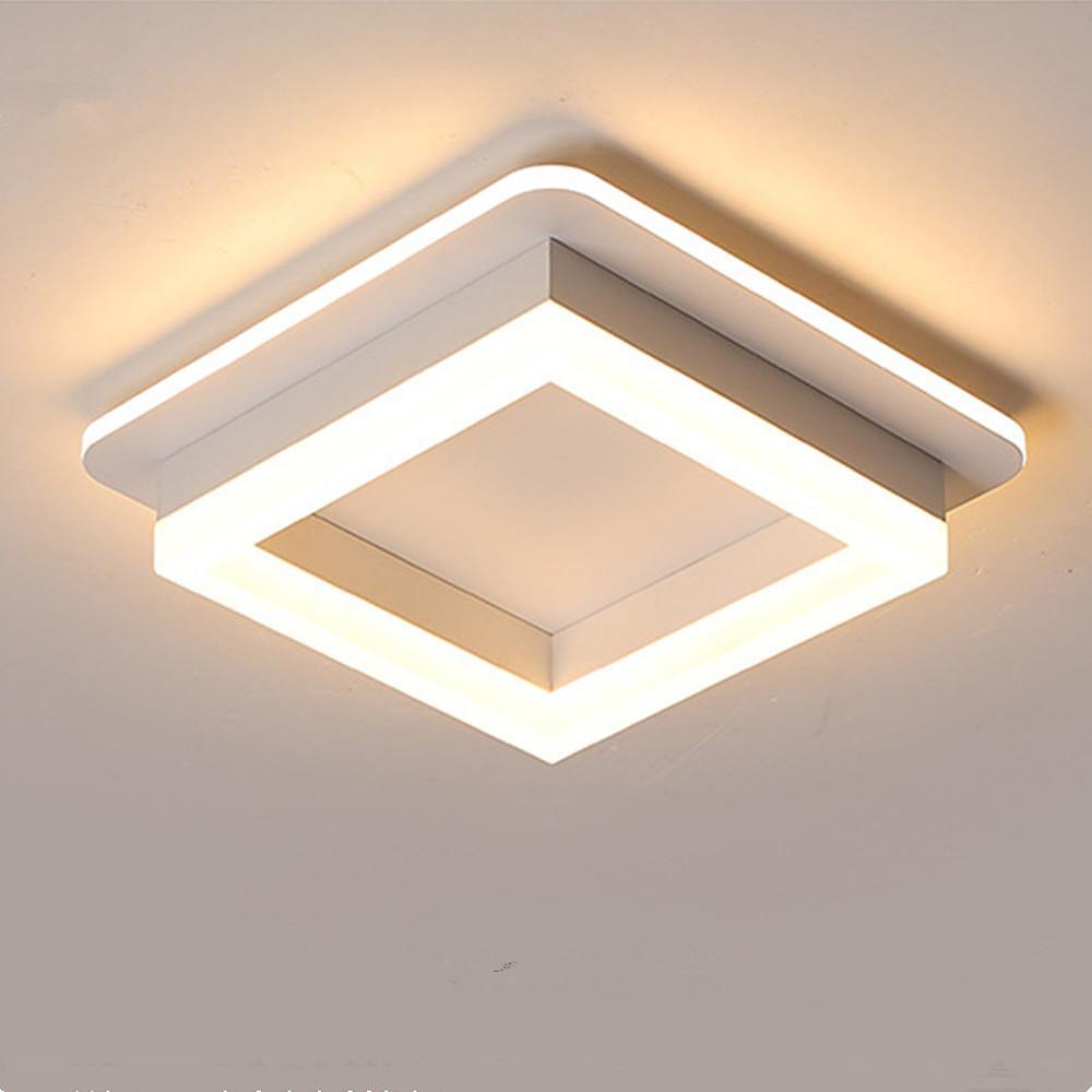 Modern Square LED Flush Mount Ceiling Light Metal Acrylic