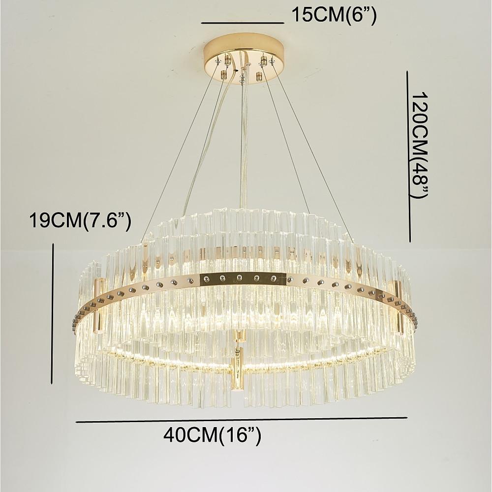 Crystal Chandelier Gold Finish LED Ceiling Light Round Design