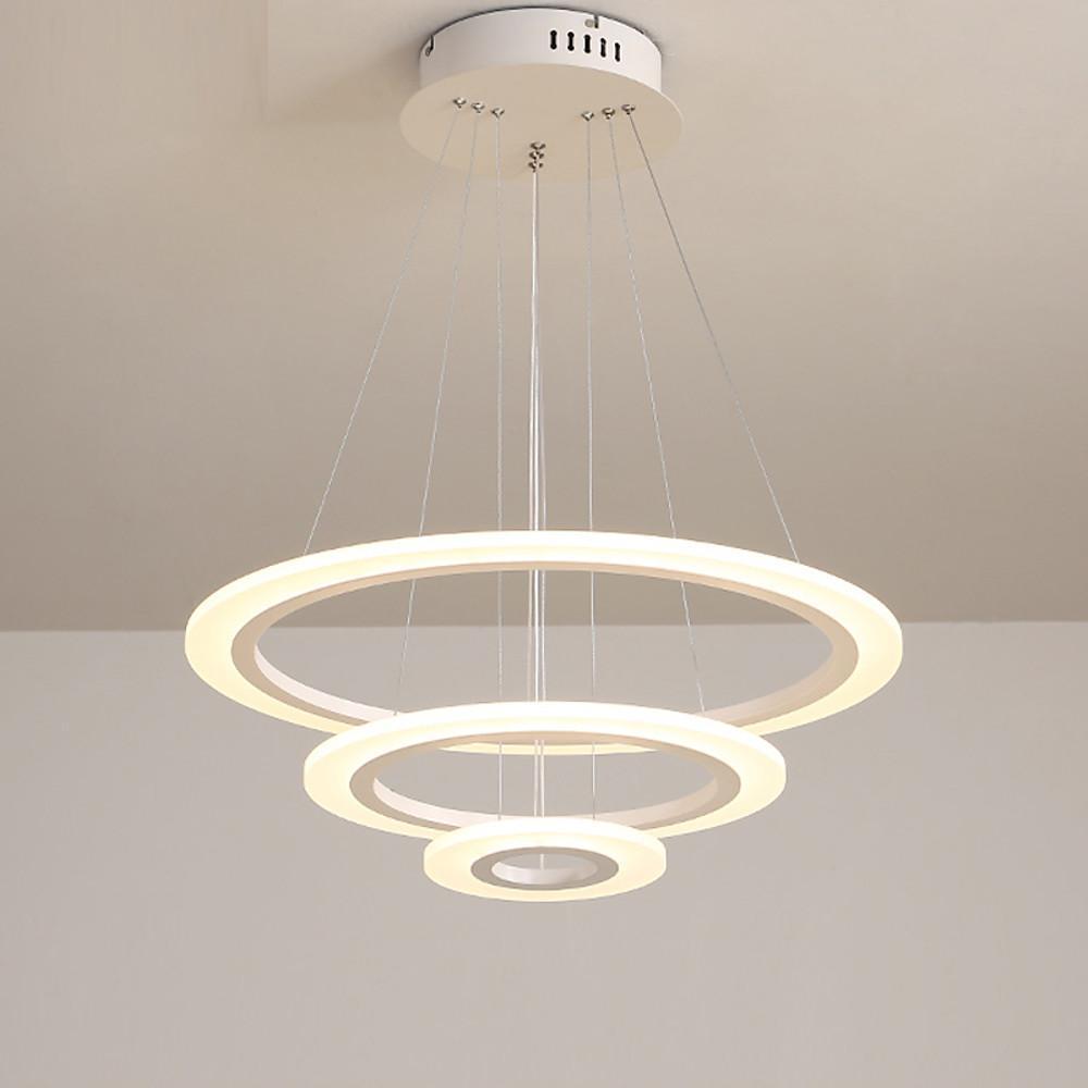 Modern 3-Ring LED Pendant Chandelier - Aluminum & Acrylic