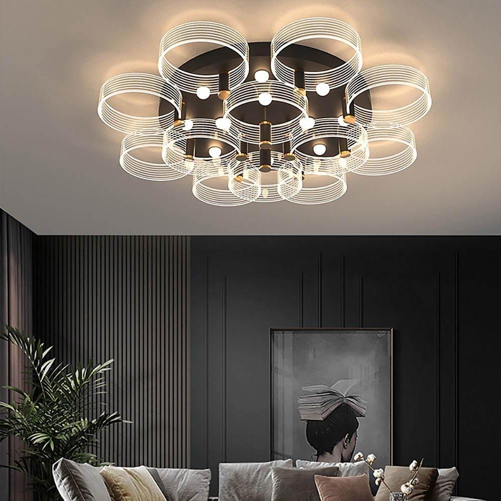 Modern Circular LED Flush Mount Ceiling Light - Metal Frame