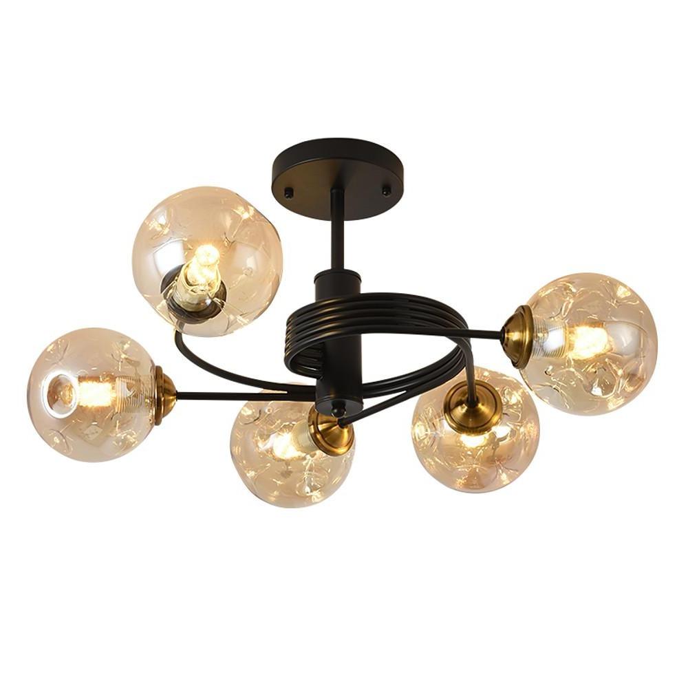 Nordic Sputnik Chandelier 5-Light Metal Glass Globe Pendant