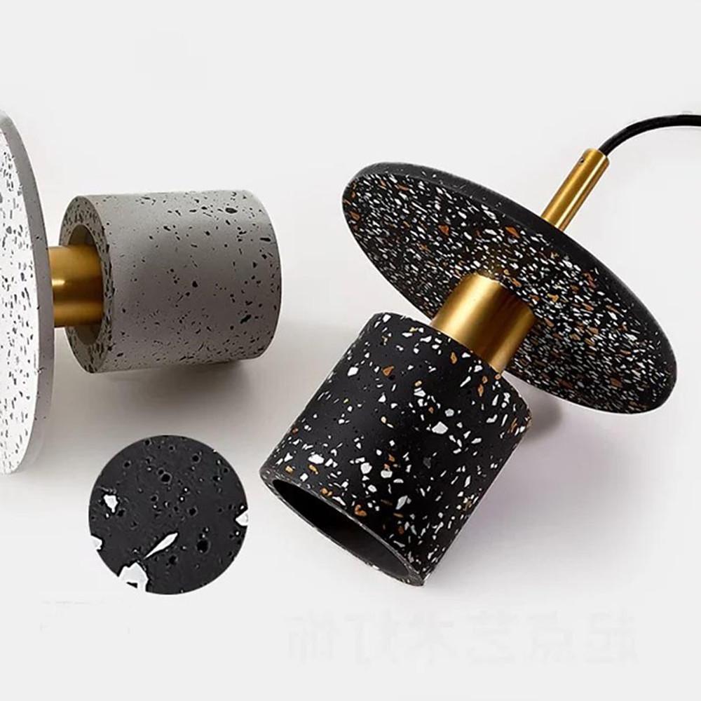 Terrazzo Cement Cylinder LED Pendant Light Modern Island Lighting