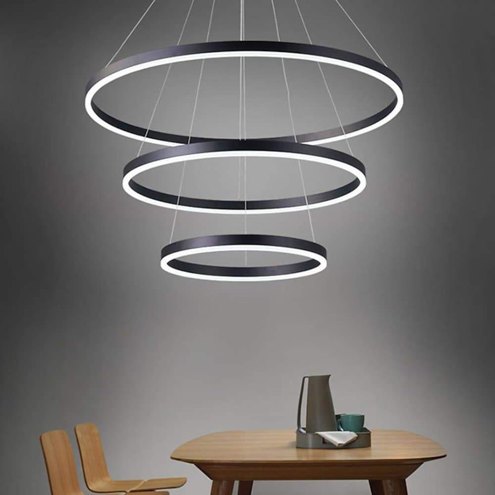 Modern 3-Ring Graduated Chandelier with Remote Control