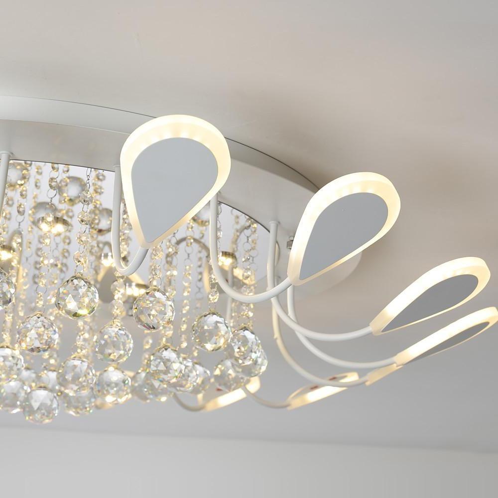 Flower Shaped Crystal Flush Mount LED Ceiling Light - Dimmable