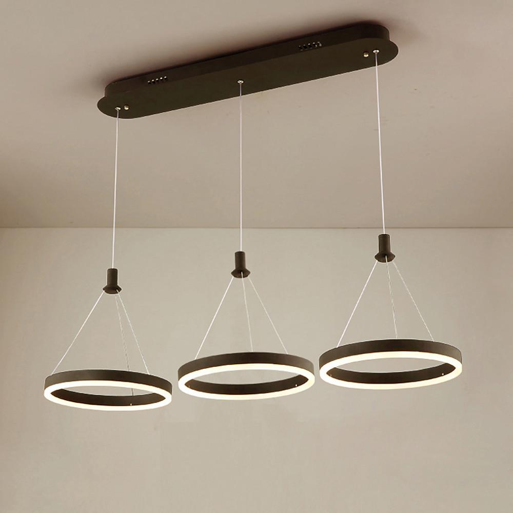 Modern 3-Ring LED Chandelier with Adjustable Suspension