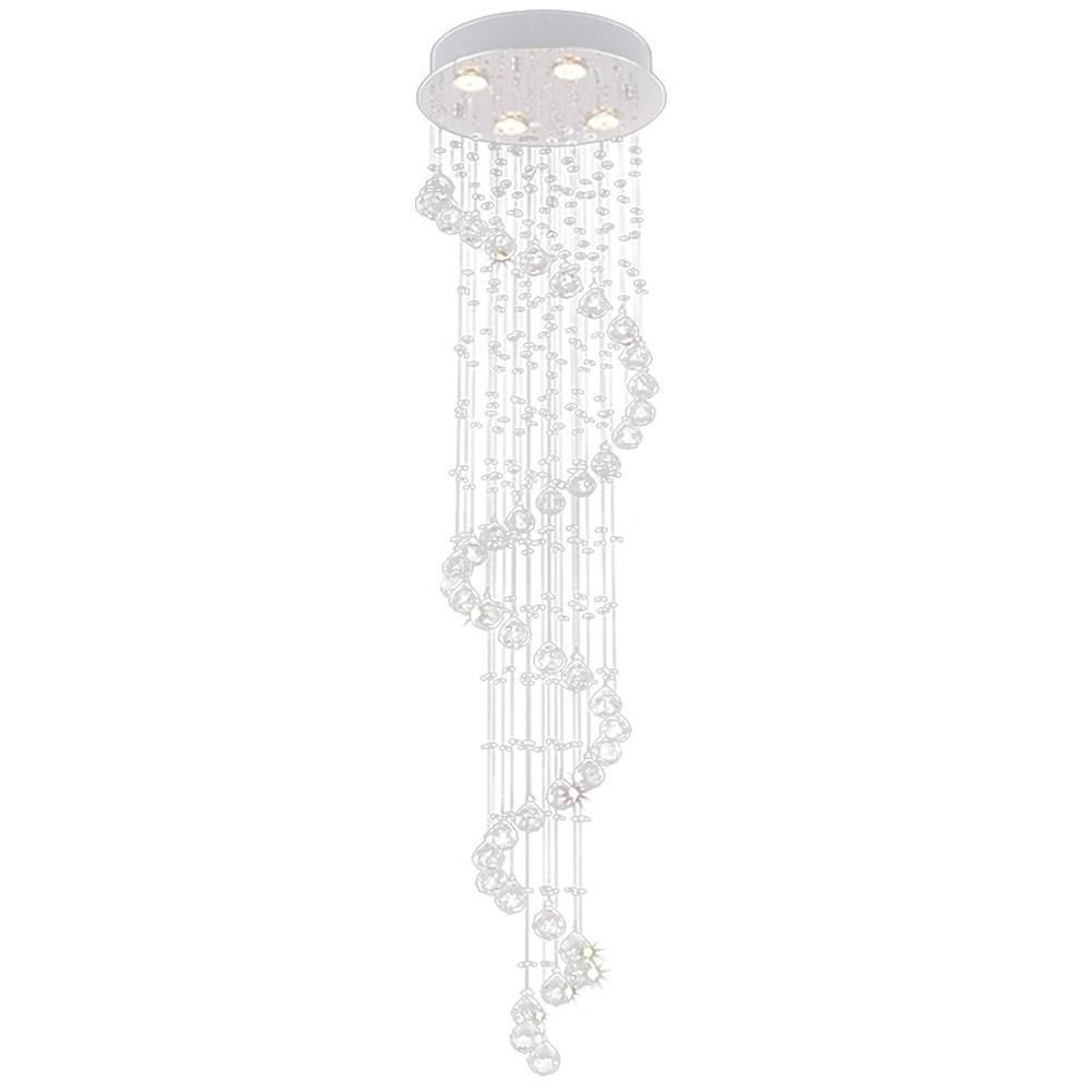 Modern Spiral Crystal Chandelier with Electroplated Metal Finish
