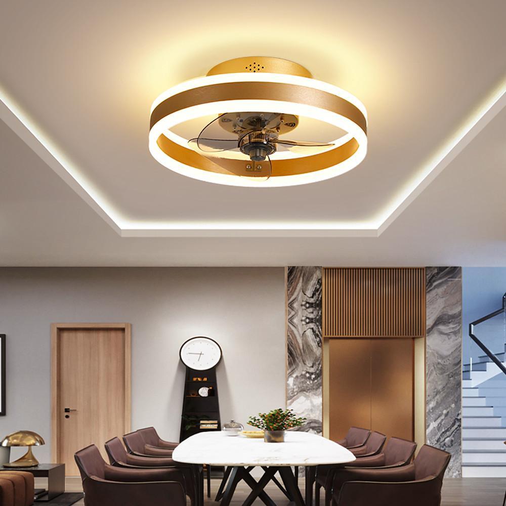 16" Modern Dimmable LED Ceiling Fan with Light Flush Mount